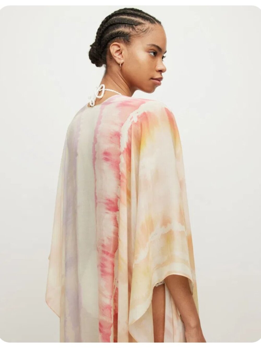 ALLSAINTS Ruana Tie Dye Cover Up in Rainbow - Picture 3 of 12